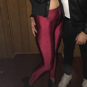 Stretchy red sheen pants